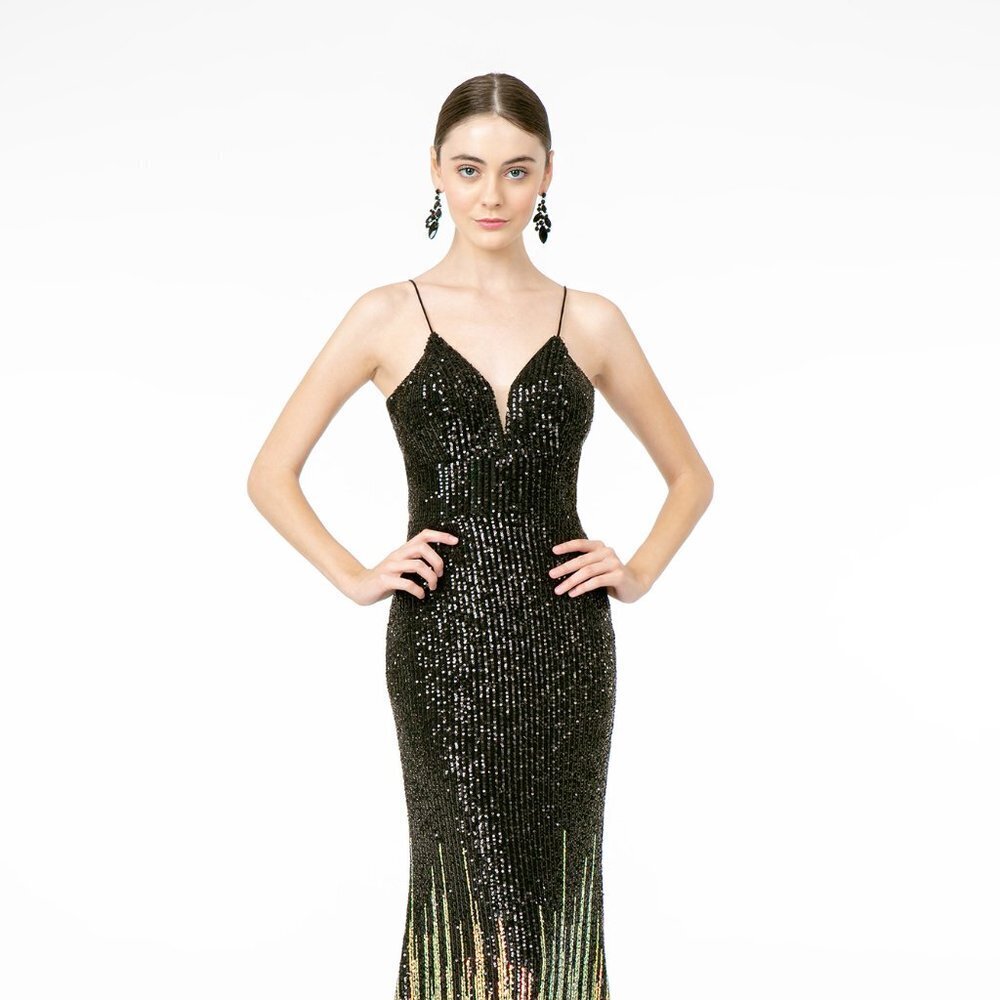 NEW LONG OFF THE SHOULDER SLEEVELESS SHEATH EMBROIDERED SEQUINS DRESS GL2899